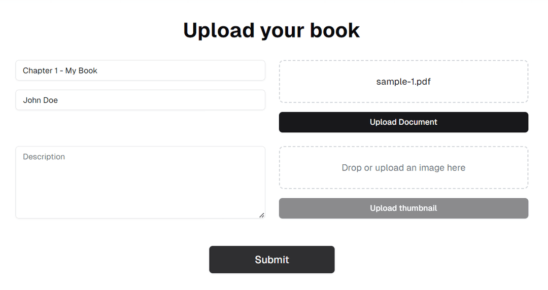 Upload book section of Ready website